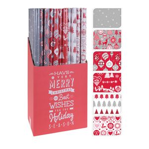Papier cadeau Noël rouge, blanc 4 feuilles par lot 50 ×  70cm-521430