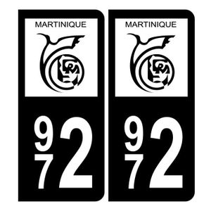 Lot 4 Autocollants plaque d'immatriculation 972 Martinique Noir
