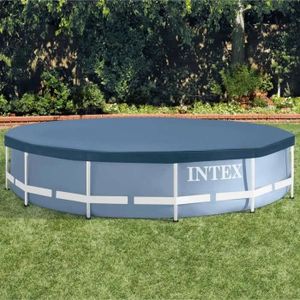 BÂCHE - COUVERTURE  Bâche de protection pour piscine ronde Intex 28031 - Diamètre 3,66m - Rabat 25cm - PVC - Bleu