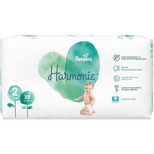 COUCHE Couches Pampers Harmonie - Taille 2 (4-8 kg) - Lot de 2 - 39 couches