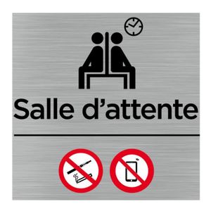 PLAQUE DE PORTE Pictogramme Salle d'attente, interdit de fumer et 