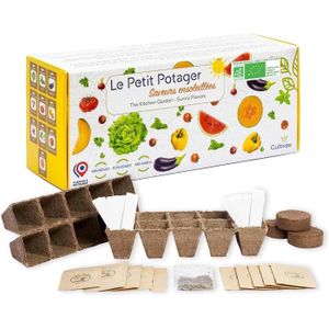 GRAINE - SEMENCE CULTIVEA Le Kit Petit Potager - Kit de 10 graines de semis ensoleillés - Pots à semis - Graines bio - Jardinez et dégustez - Idé20