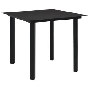 TABLE DE JARDIN  Table à dîner de jardin - VIDAXL - Noir - Acier et verre - Rectangulaire - 4 personnes