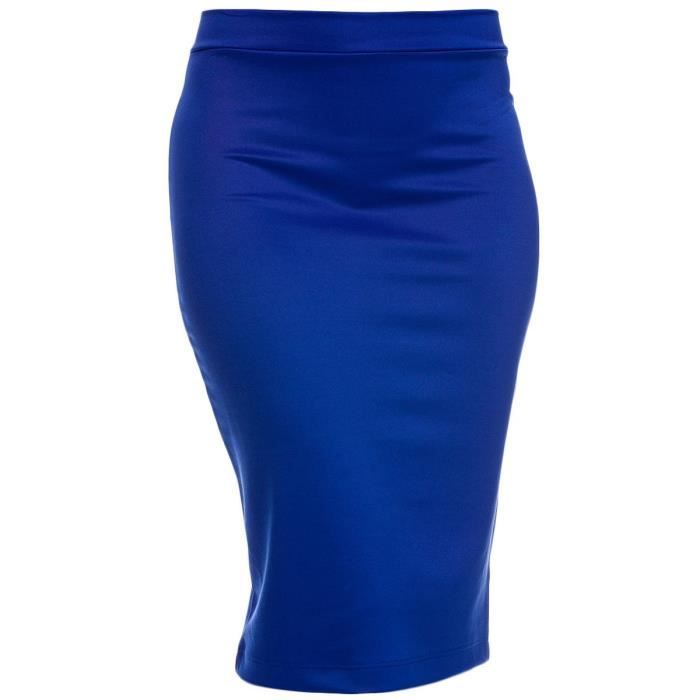 Femmes Jupe crayon solide avec fendue dans le dos Taille régulière et plus  DXMSI Taille-M Bleu royal - Cdiscount Prêt-à-Porter