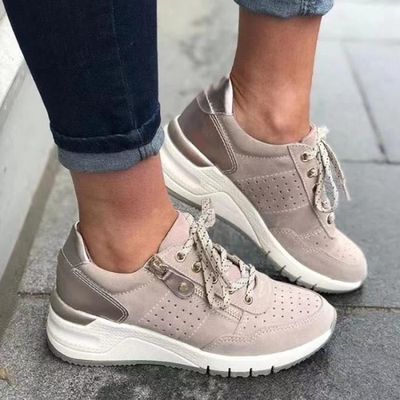 Basket Compensee Femme Mode Chaussure Baskets Casual Femme