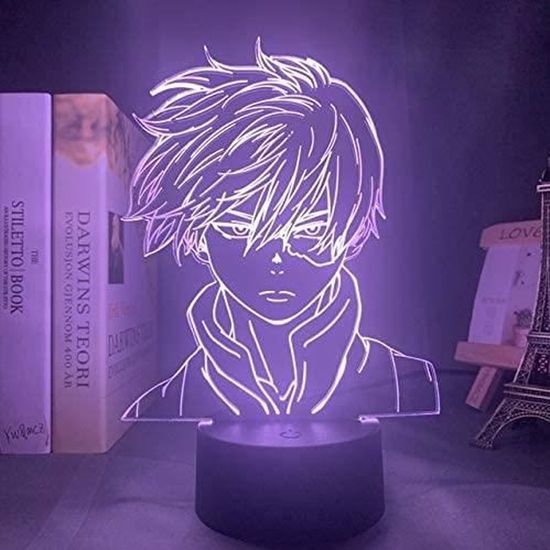 Anime My Hero Academia Shoto Todoroki Visage Conception Gar/çons Acrylique Veilleuse 3D LED Lampe de Table enfants cadeau danniversaire chambre de chevet d/écoration