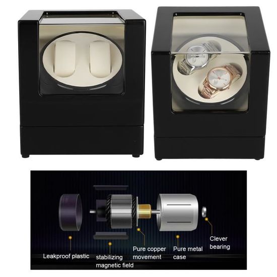 2 + 0 remontoir de montre automatique en bois pour montre-bracelet  montre mécanique  -UK plug 100V-240V  HB027 -WAN
