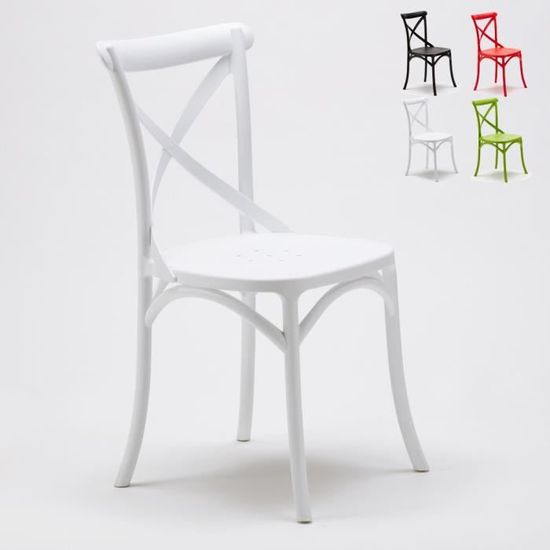 Chaise de cuisine et restaurant en polypropylène Vintage Paesana Cross  design, Couleur: Blanc - Cdiscount Maison