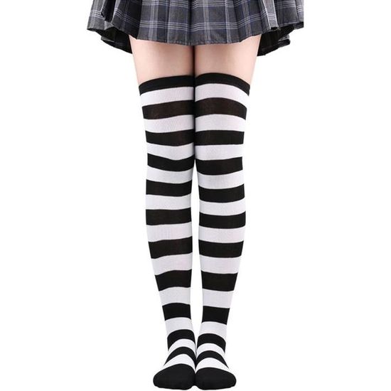 Chaussettes Hautes De Skate/chaussettes Tubulaires à Rayures Arc-en-ciel Sur Les Genoux Noirs - France