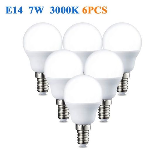 BIVGOCLS Lot De 6 Petites Ampoules LED Rondes E14 A55 7W,Lampe à