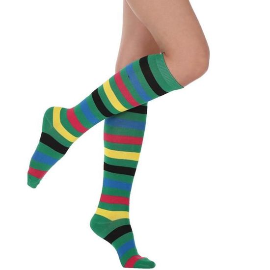 Chaussettes Unisexe à Rayures Genou - 1 Paire, élastique, Mélange Coton/polyester/élasthanne