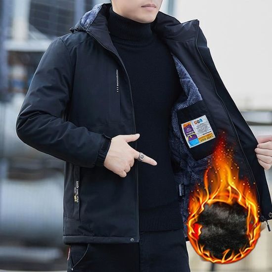 Hommes Veste Doublée D'hiver Parka Coupe-Vent Blouson Chaud