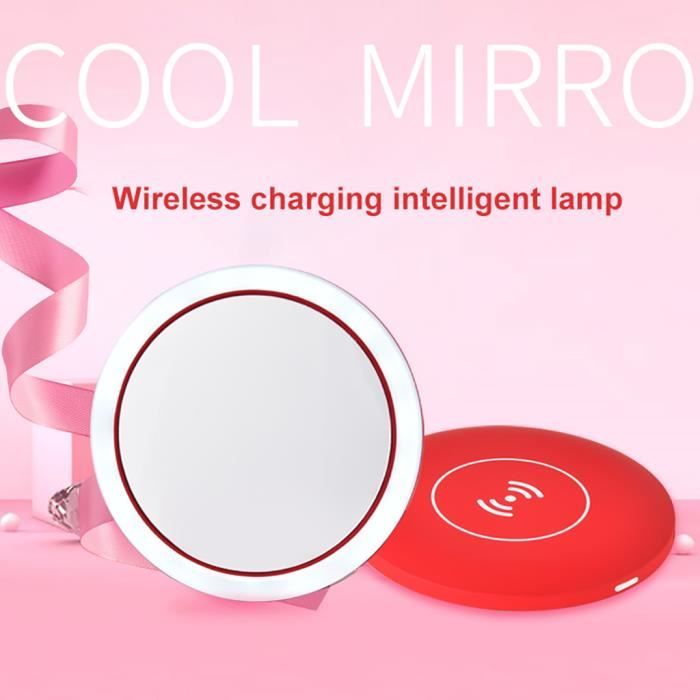 Miroir de maquillage à LED avec chargement sans fil USB 3 modes de lumière réglable portable LQB840