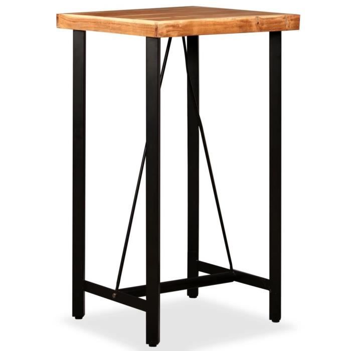-3470PRIME Magnifique Table de Bar Haute Table de Comptoir-Table de Bar Extérieur-Mange-debout Cuisine Bois massif d'acacia 60x60x10