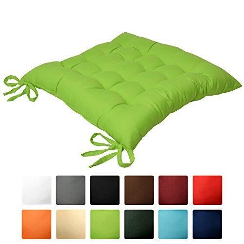 Beautissu Galette de Chaise Lea 40x40x5cm - Vert pomme - Coussins matelassés - Doux et confortable - Intérieur & Extérieur