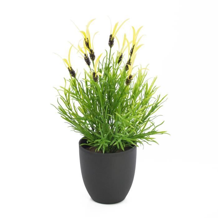 Lavande papillon artificielle, jaune, 10 panicules, 40 cm - lavande en pot - Fleur artificielle lavande - artplants