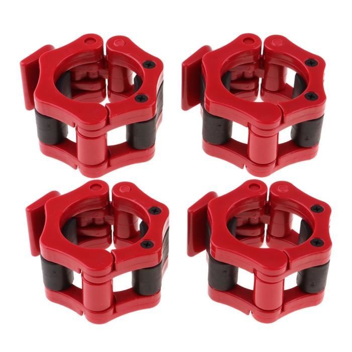 2 Paires Colliers D'haltères Bague De Serrage Pour Barres D'haltères Olympiques Standard 25mm-28mm-30mm-50mm 50 Mm Rouge