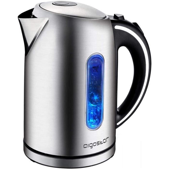 King 30CEA- Bouilloire Électrique avec Illumination LED, 1,7 L, 2200W, Acier Inoxydable Bouilloire avec Arrêt Auto, Sans Fil, Chauf