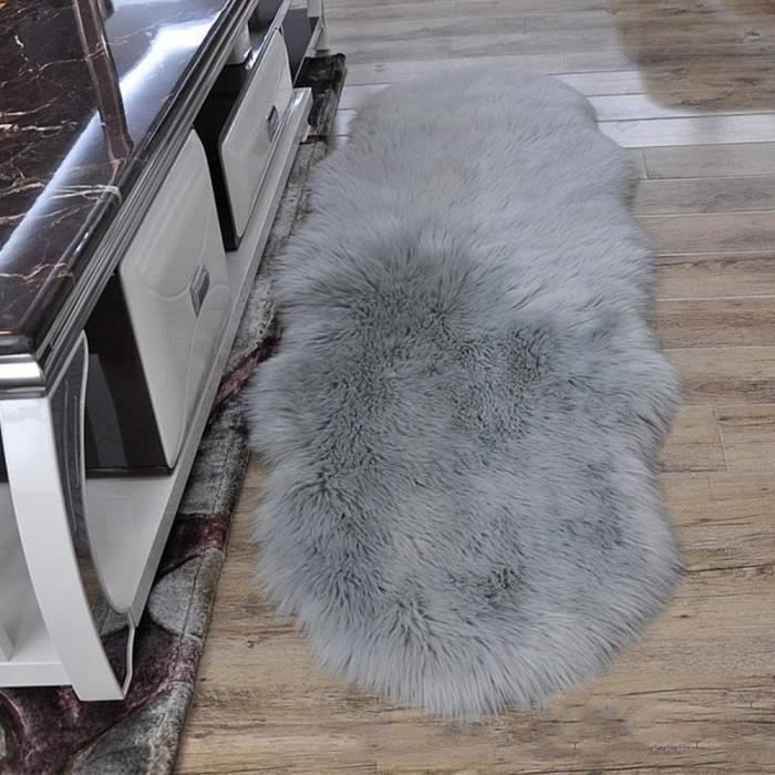 Tapis de sol imitation laine pour salon chambre Gris