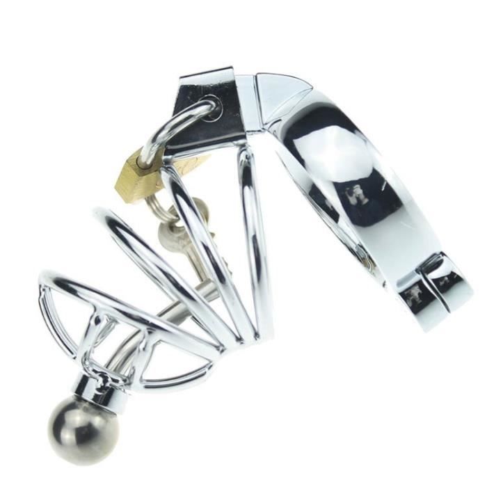 Petits dispositifs-Cages masculins de chasteté en métal avec la Cage de coq de cathéter urétral BDSM jouets - Type 45mm Ring