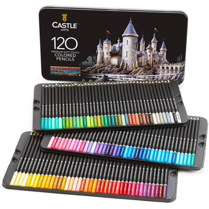 Castle Art Supplies Ensemble de 120 crayons de couleur pour artistes, noyau \