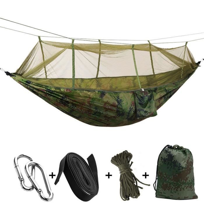 Hamac avec moustiquaire - Pour l'extérieur et le camping - Portable - Tissu parachute - Tente pour deux personnes - 260 x 140 cm