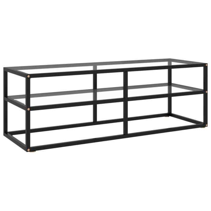 Le meilleur* -244215- Banc TV Meuble TV noir avec verre trempé 120x40x40 cm - Meuble HI-FI Armoire TV