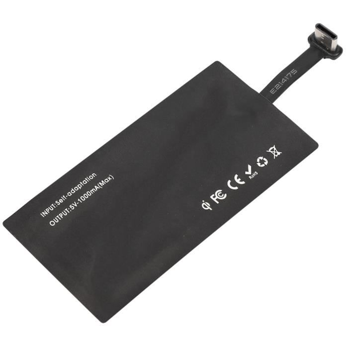 Module récepteur de chargeur sans fil, récepteur de charge sans fil, récepteur de charge Qi USB-C type C de type C noir compact