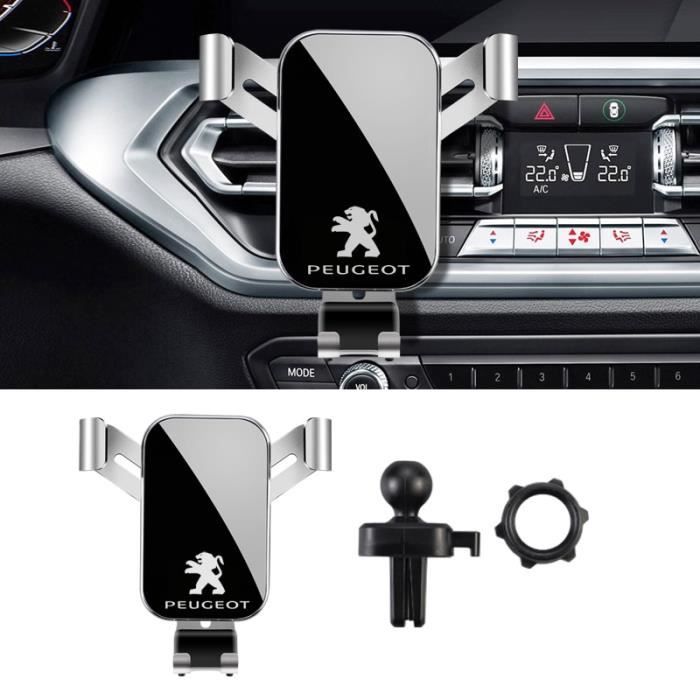 Supports voiture,ABS gravité support pour téléphone de prise d'air de voiture Clip support de Smartphone pour Peugeot - Type Silver