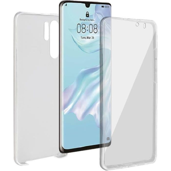 Coque Huawei P30 Pro Protection 360° Rigide + Silicone - Transparent Blanc