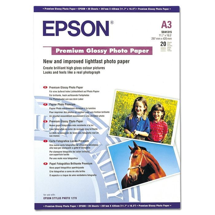 EPSON Papier photo brillant S041315 255g/m2 A3 20 feuilles  Cdiscount Informatique