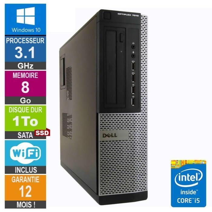 PC Dell Optiplex 7010 DT Core i5-2400 3.10GHz 8Go/1To SSD Wifi W10