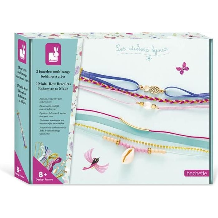JANOD - Kit Créatif - 2 Bracelets Multirangs Bohèmes à Créer - Les Ateliers Bijoux - Loisir Créatif Enfant - Dès 8 Ans