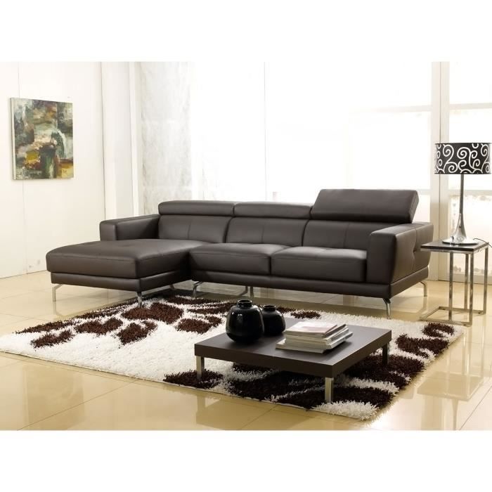 Canapé d'angle Marron Cuir Contemporain Confort