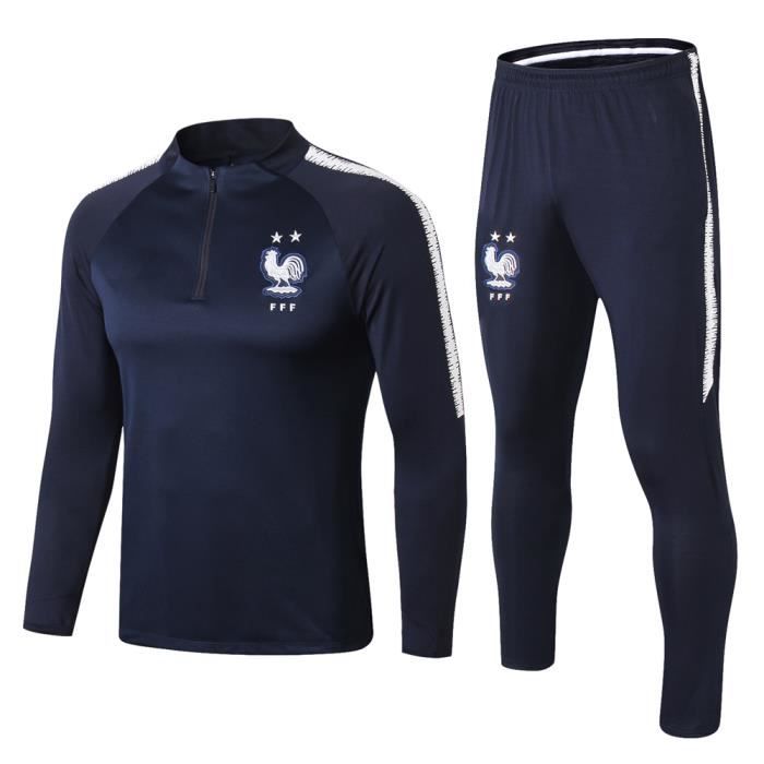Maillot Foot France 2 Etoiles Maillot Equipe de France Football Soccer Kit Suit 2018 - 2019 Pas Cher Survêtement Training pour Homme