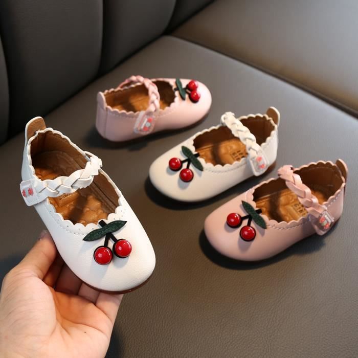 Toddler Infant Enfants Bébés Filles En Cuir Cerise Simple Princesse Chaussures Sandales Rose 5884