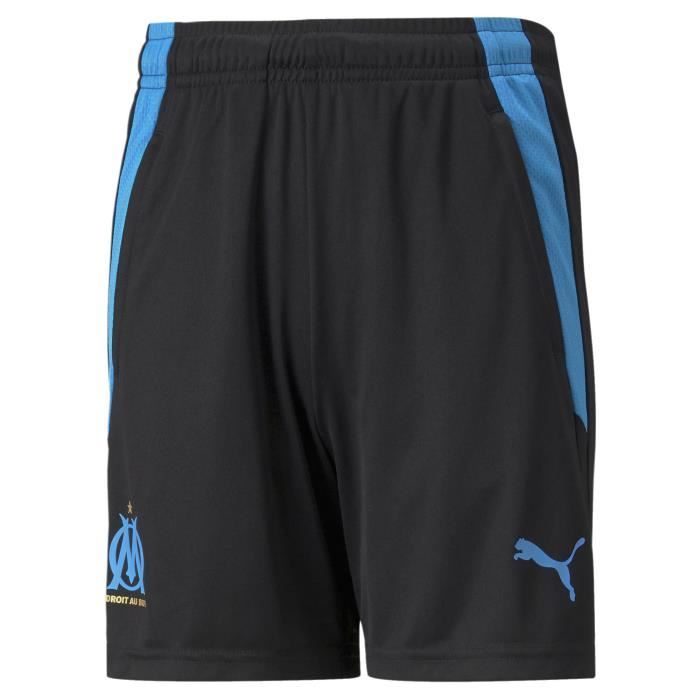 Short enfant Olympique de Marseille Training with pockets - noir/bleu azur