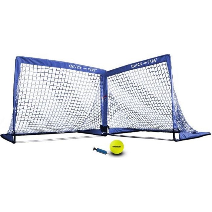 Paire de but POP UP 1,8x1,2m bleu/blanc - Petit ballon et pompe inclus avec les buts