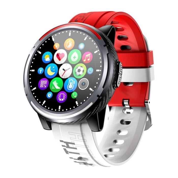 RUMOCOVO® Montre connectée de sport pour hommes, avec Bluetooth, écran HD, appels, musique, plusieurs langues,2727 - Blanc rouge