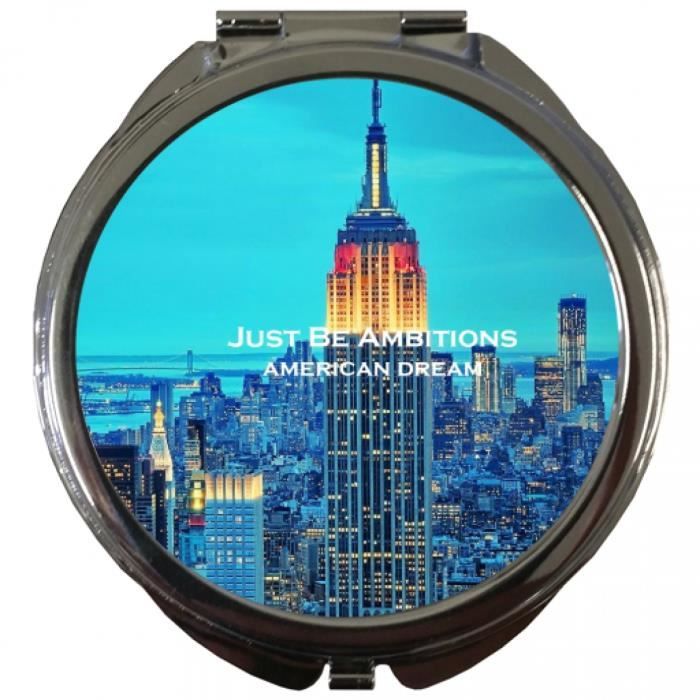 Miroir de Poche Rond - New York - Empire State Building - Just Be Ambitious American dream p-y