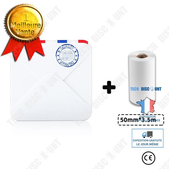 TD® Phomemo M02S téléphone portable photo thermique photo mini imprimante modèle blanc avec un rouleau de papier d'impression