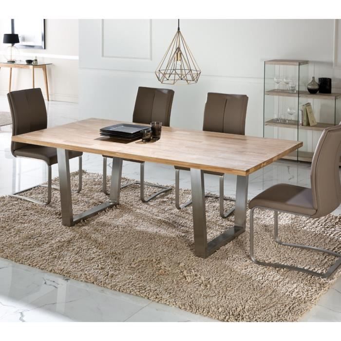 Table de repas plateau Chêne massif - STEPH - L 200 x l 100 x H 76 cm