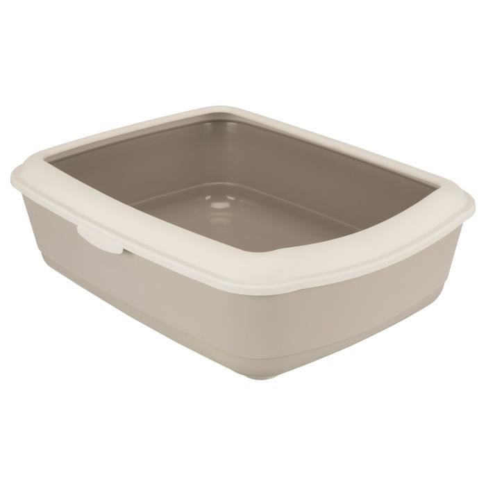 TRIXIE Bac à litière Classic - 37 x 15 x 47 cm - Avec rebord - Beige taupe et taupe clair - Pour chat