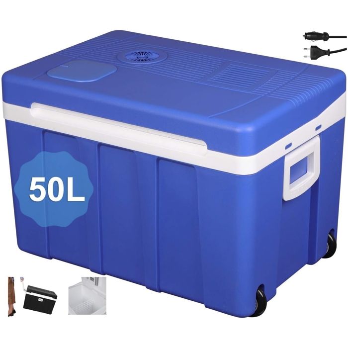 WOLTU Mini Réfrigerateur de voiture, Glacière électrique, Multifonctionnel-portable, Chaud-froid, 50 Litres, 60x41x42cm, Bleu