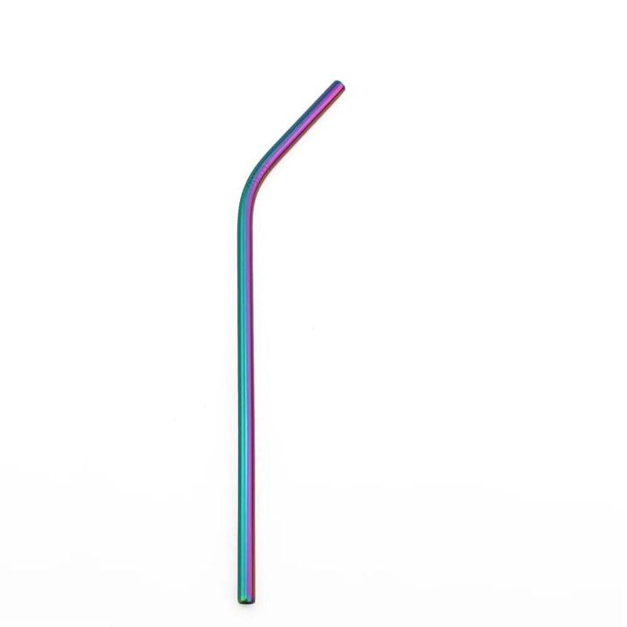 Lot De 10 Pailles Réutilisables En Acier Inoxydable - Multicolores Avec Sac - Neuf