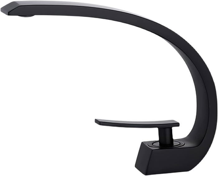 SHUNLI Mitigeur Lavabo Noir Mat – Robinet Salle De Bain Monotrou Design Élégant En Laiton, Style Moderne Intemporel