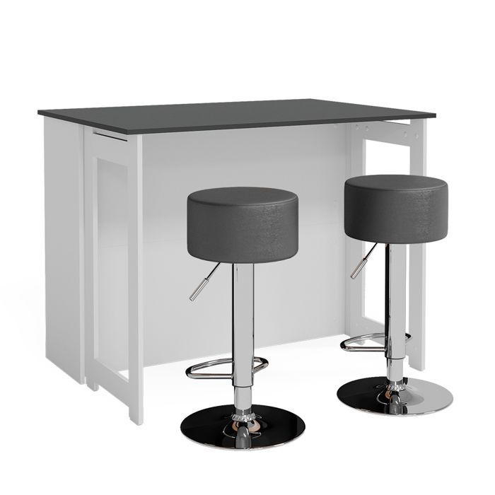 Set de table de bar Dominic 116x37cm avec 2 tabourets de bar Anthracite/Blanc Vicco 41545 Set de table de bar Dominic 116x37cm avec 2 tabourets de bar Anthracite/Blanc Vicco 41545