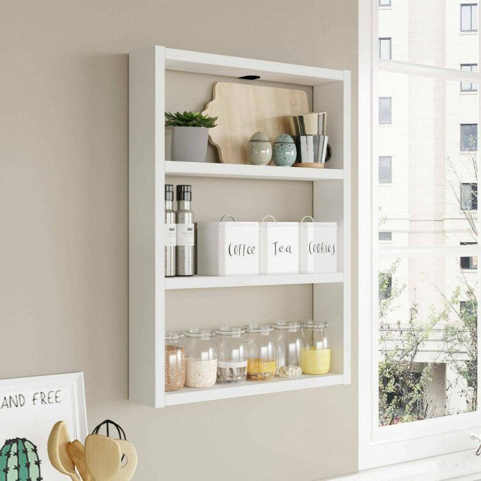 Étagère Krosa 43 2 x 9 x h60 cm blanche Panneau effet bois Étagère Krosa 43 2 x 9 x h60 cm blanche Panneau effet bois