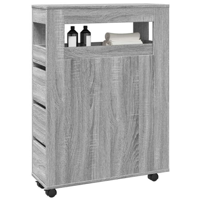 vidaXL Meuble étroit de salle de bain à roulettes sonoma gris 855273