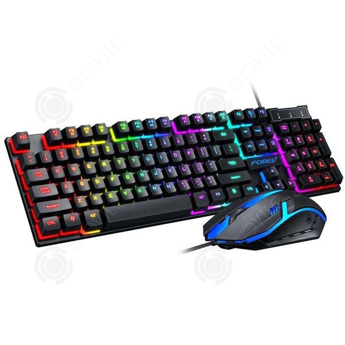 INN Clavier et Souris 530x160x45mm Lumière hybride arc-en-ciel pour clavier Ensemble mécanique clavier et souris filaire Jeux